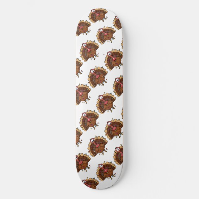 Festive Turkey with String Lights Skateboard (Front)