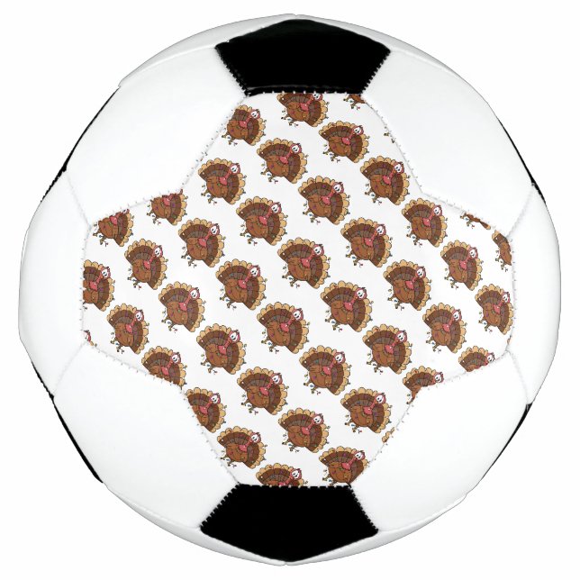Festive Turkey with String Lights Soccer Ball (Front)