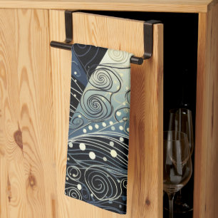 Festive Twilight Christmas Trees Tea Towel