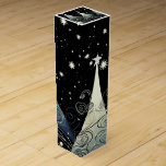 Festive Twilight Christmas Trees Wine Box<br><div class="desc">This amazing wine box makes a great hostess gift. Festive Twilight Christmas trees with intertwining whimsical swirls and twinkling distant stars. Dark background with emerald, green highlights. Showcases vibrant Christmas trees reaching towards the night sky. The colours are swirled around the tree creating a sense of movement. There are stars...</div>