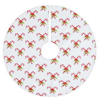 Festive Twin Candy Canes Holiday  Brushed Polyester Tree Skirt