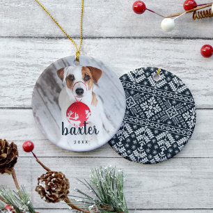 Festive Type   Cute Pet Photo Holiday Ceramic Ornament