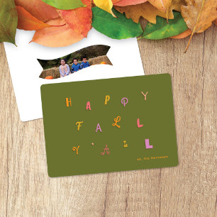 Festive Type Olive Happy Fall Y'all Holiday Card