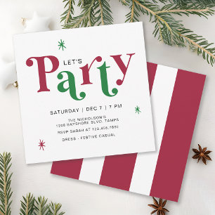Festive Typography Let's Party Fun Holiday Invitation