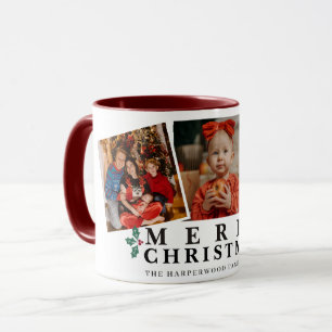 Festive Typography Merry Christmas 3 Photo Frame Mug