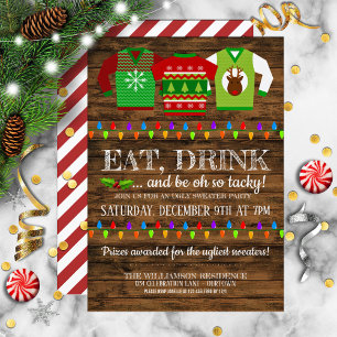 Festive Ugly Christmas Sweater Party Invitation