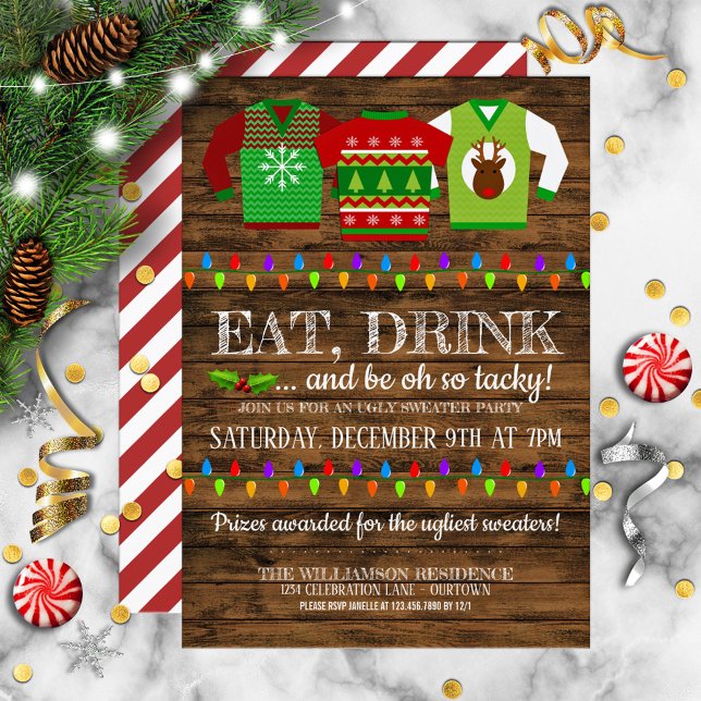 Festive Ugly Christmas Sweater Party Invitation (Creator Uploaded)