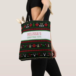 Festive Ugly Christmas Sweater Tote Bag