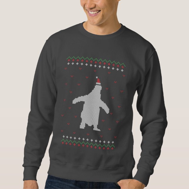 festive ugly sweater Christmas penguin sweatshirt (Front)