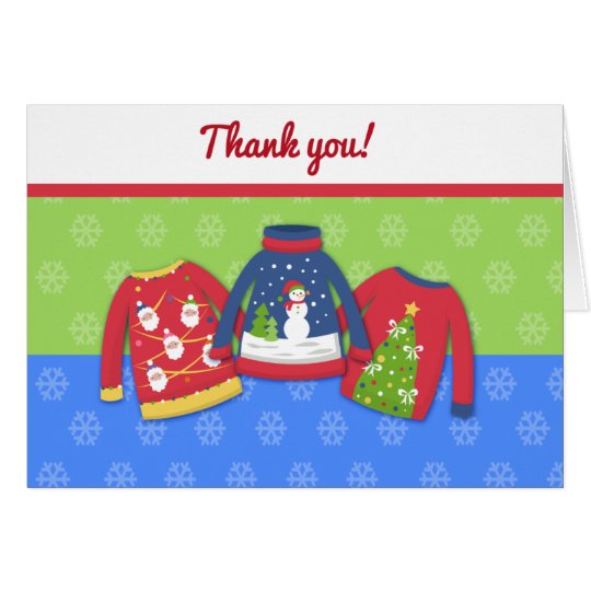Festive Ugly Sweater Folded Thank you note Card