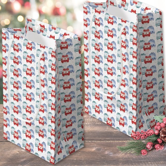 Festive Ugly Sweater Holiday Christmas Small Gift Bag (Festive Ugly Sweater Pattern Christmas Small Gift Bag)