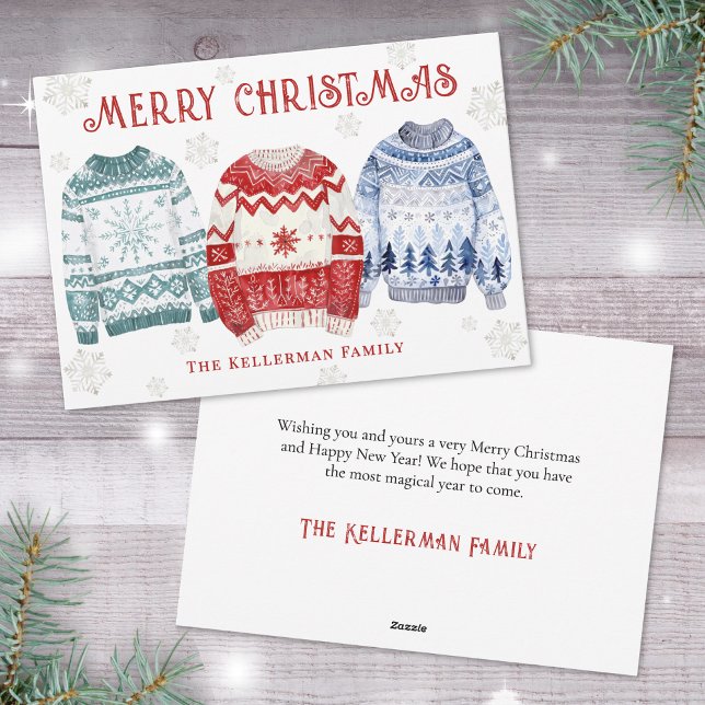 Festive Ugly Sweater Merry Christmas Holiday Card (Festive Ugly Sweater Merry Christmas Holiday Card)