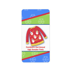Festive Ugly Sweater Party Miniature Label Sticker