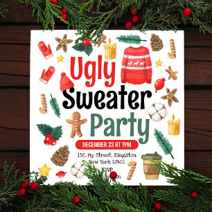 Festive Ugly Sweater Party Watercolor Invitation