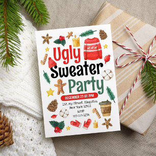 Festive Ugly Sweater Party Watercolor Invitation