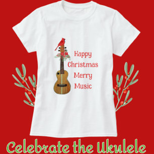 Festive Ukulele Happy Christmas Merry Music T-Shirt