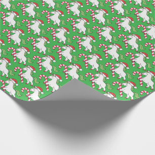 Festive Unicorn Candy Cane Gift Wrap