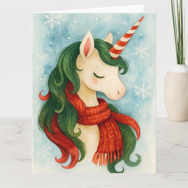 Festive Unicorn Christmas Card (Front)