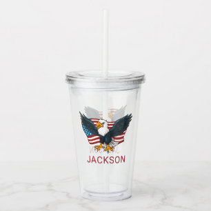 Festive USA American Flag Kids 4th of July Party Acrylic Tumbler