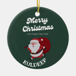 "Festive Vibes: Christmas & New Year Cheer" Ceramic Ornament