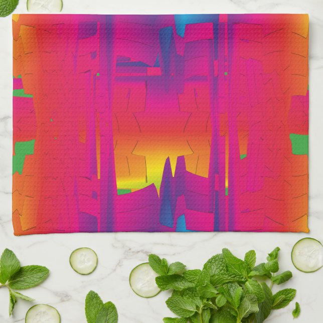 Festive Vibrant Colour Indian Pattern  Tea Towel (Folded)