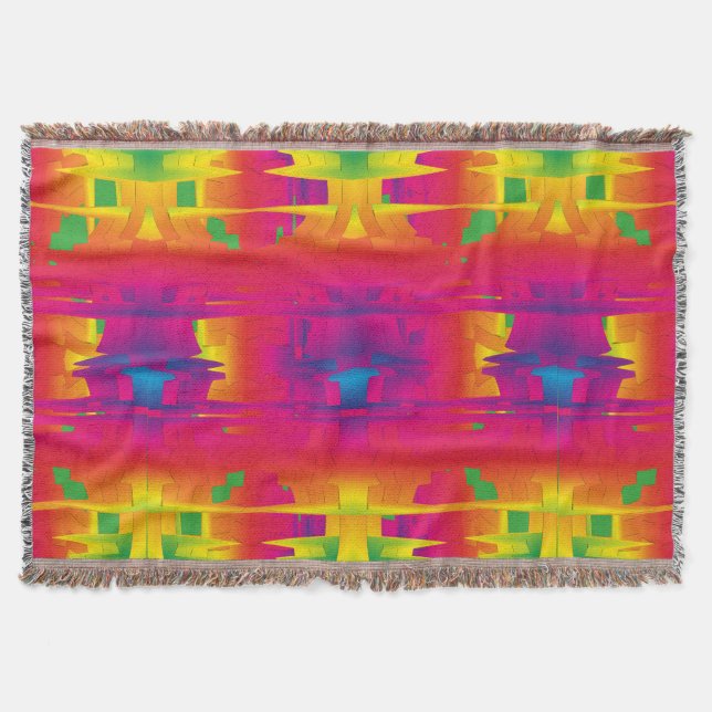Festive Vibrant Colour Indian Pattern  Throw Blanket (Front)