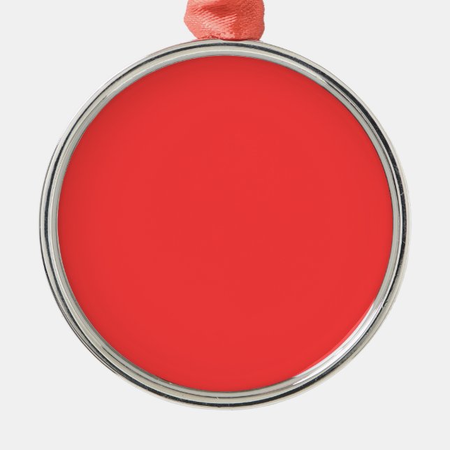Festive Vibrant Coral Background Colour Metal Ornament (Front)