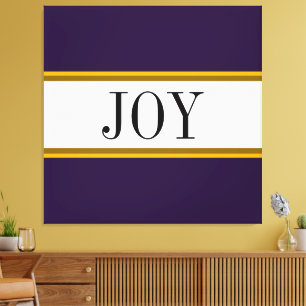 Festive Vibrant Purple White Christmas JOY Text Canvas Print
