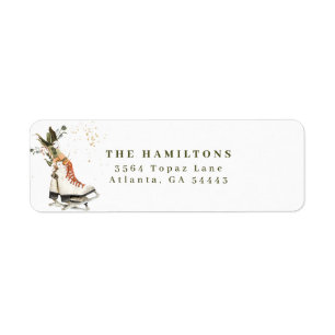 Festive Vintage Bohemian Christmas Watercolor  Return Address Label
