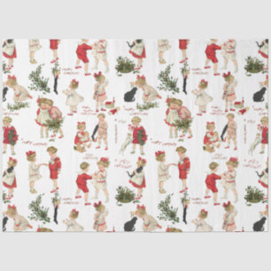 Festive Vintage Children & Christmas Greetings Tissue Paper