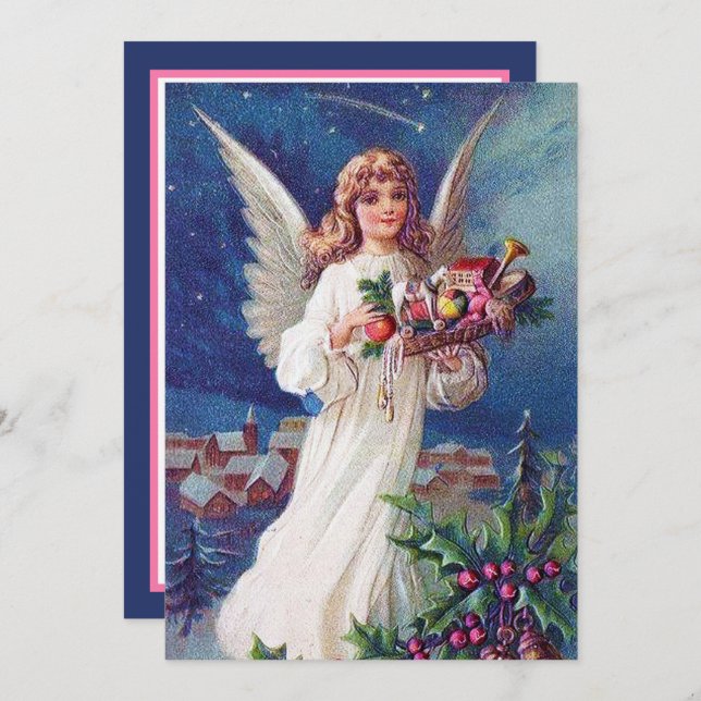 festive vintage Christmas Angel add sentiment Card (Front/Back)