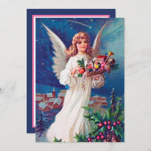 festive vintage Christmas Angel add sentiment Card