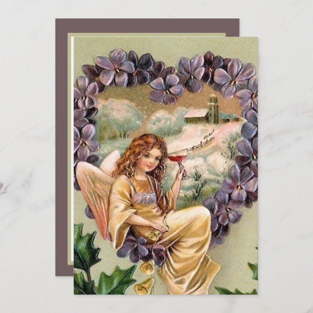 festive vintage Christmas Angel add sentiment Card (Front/Back)