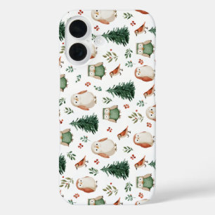 Festive Vintage Christmas Bird Woodland Pattern iPhone 16 Case