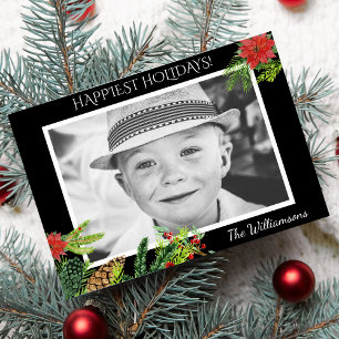 Festive Vintage Christmas Botanicals Holiday Photo Card