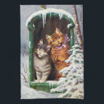 festive vintage Christmas cats Holiday Tea Towel<br><div class="desc">festive vintage Christmas cats Holiday kitchen towel</div>