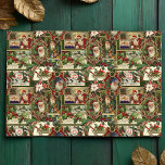 Festive Vintage Christmas Ephemera Collage-Green Tissue Paper<br><div class="desc">Fun,  festive,  colourful and intricate holiday pattern featuring jolly old world Christmas ephemera from Victorian-era greeting cards,  including Santas in ornate frames,  holly,  mistletoe,  sleds,  winter scenes,  happy children and Merry Christmas greetings on green background.</div>