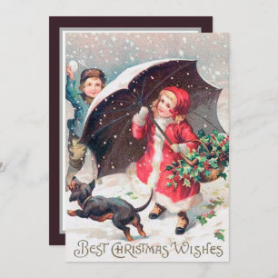 festive vintage Christmas kids add sentiment Card