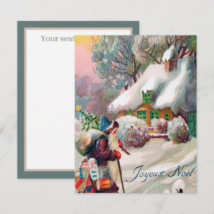 festive vintage Christmas Santa Holiday Card