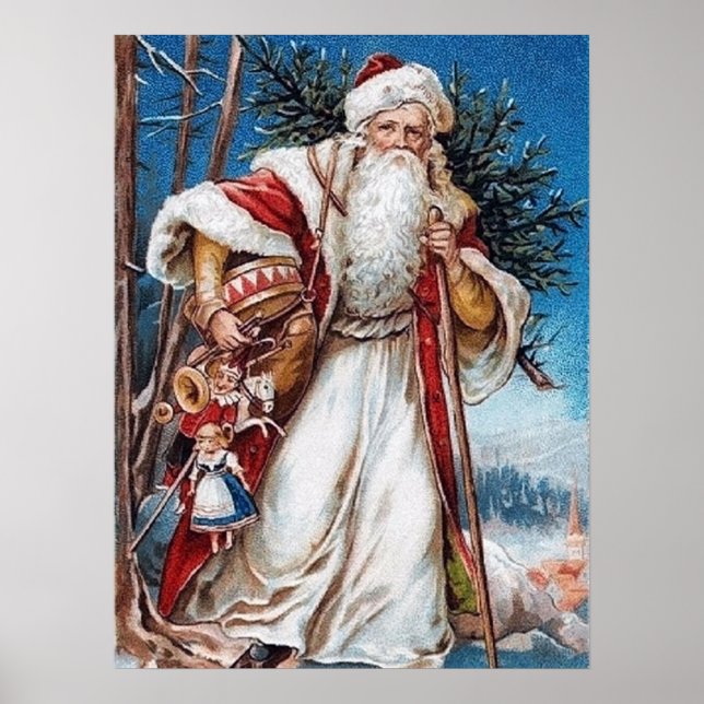 festive vintage Christmas Santa Holiday Poster (Front)
