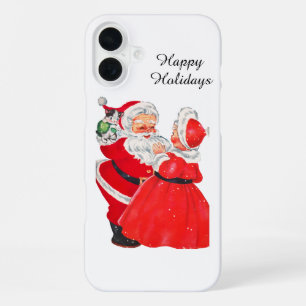 Festive vintage Christmas Santa Mrs Claus iPhone 16 Plus Case