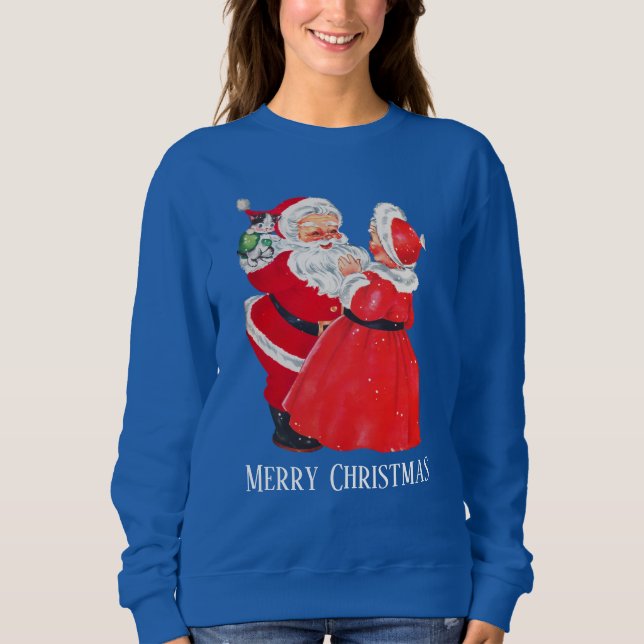 festive vintage Christmas Santa Mrs. Claus Sweatshirt (Front)