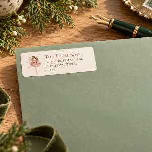 Festive Vintage Christmas Sugar Plum Fairy Ballet Return Address Label