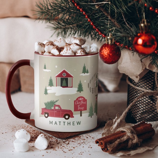 Festive Vintage Christmas Tree Farm Personalised Mug (Creator Uploaded)