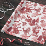 Festive Vintage Red Deer Woodland Toile Wrapping Paper<br><div class="desc">Classic French toile de jouy fabric pattern, with countryside motifs of different kinds of American deer. This elegant design is in festive red tones and is suitable for special occasions like birthdays, baby showers, bridal showers, anniversaries, and holiday celebrations: Thanksgiving, Christmas, Valentine's day etc. In various cultures deer symbolises strength,...</div>