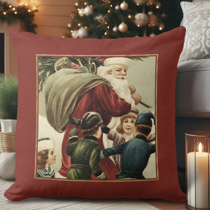 Festive Vintage Santa Claus Christmas Dinner Cushion