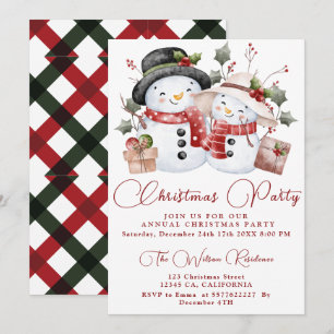Festive Vintage Snowman Christmas Party Invitation