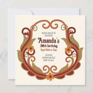 Festive vintage swirly floral birthday CC1277 Invitation