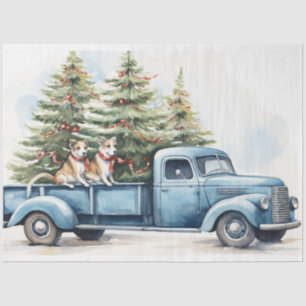 Festive Vintage Truck with Dogs Tissue Paper