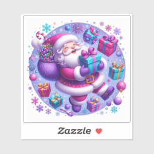 Festive Violet Christmas Joy With Santa and Gifts